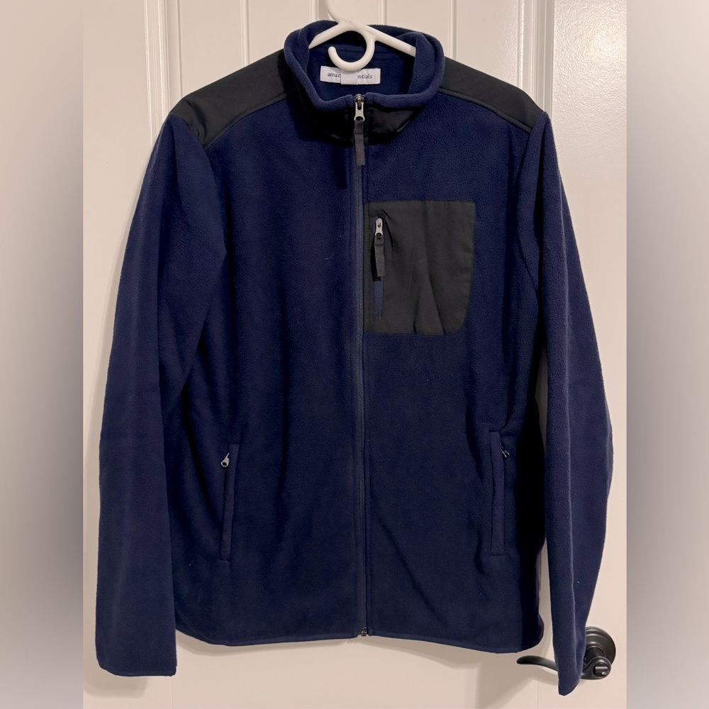 Amazon Essentials men’s blue/black fleece jacket